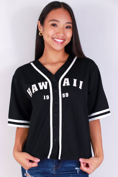 Jeans Warehouse Hawaii - S/S PRINT WOVEN CASUAL TOPS - HAWAII BASEBALL JERSEY | By I JOAH