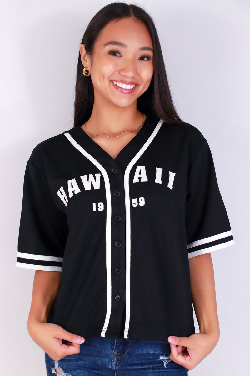 Jeans Warehouse Hawaii - S/S PRINT WOVEN CASUAL TOPS - HAWAII BASEBALL JERSEY | By I JOAH