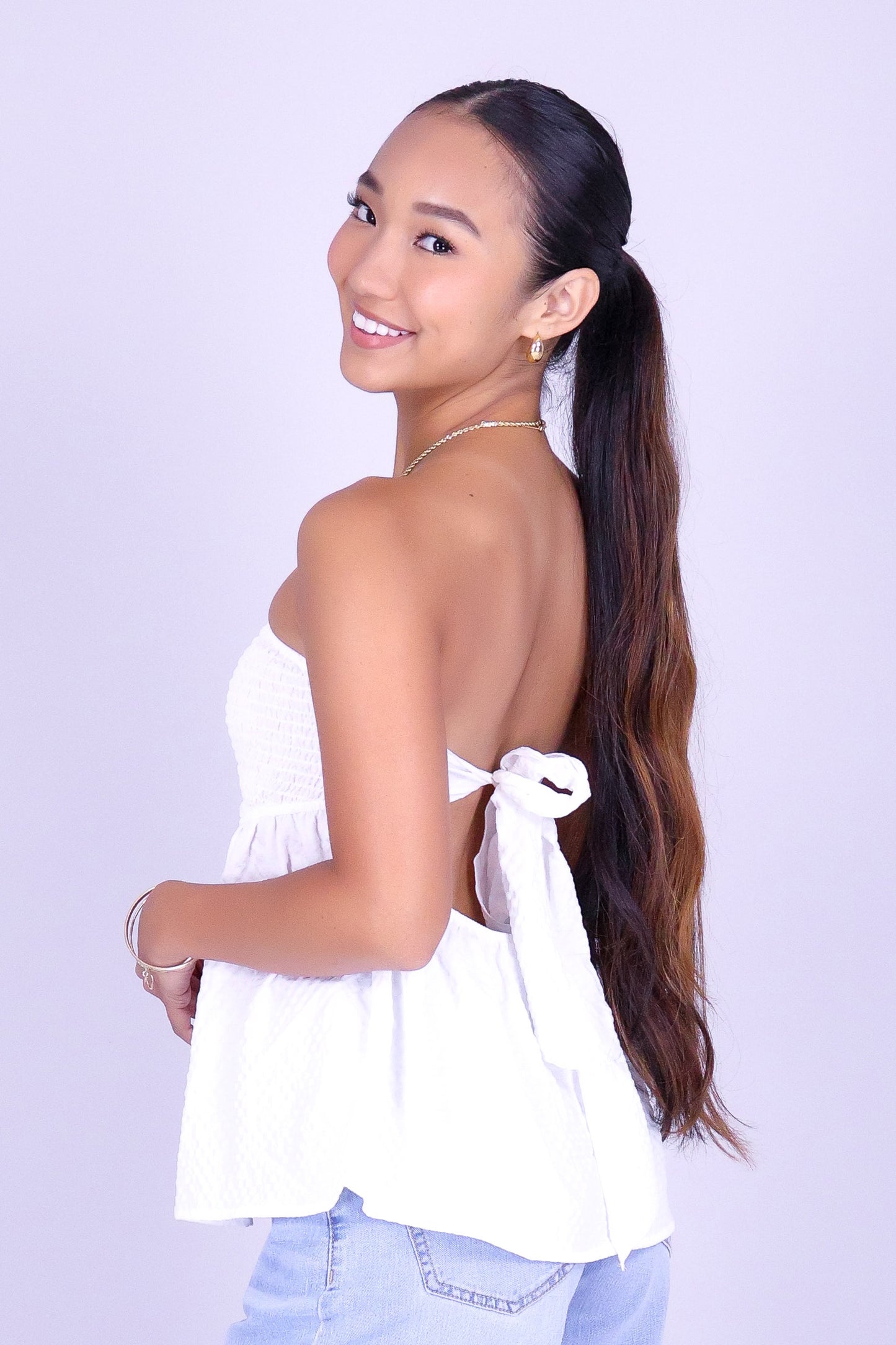 SWEETHEART SMOCKED TUBE TOP