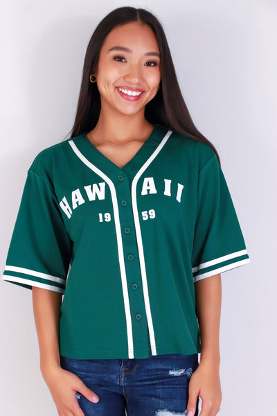 Jeans Warehouse Hawaii - S/S PRINT WOVEN CASUAL TOPS - HAWAII BASEBALL JERSEY | By I JOAH