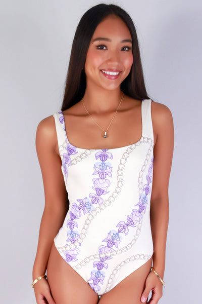 Jeans Warehouse Hawaii - Bodysuits - PIKAKE CROWN FLOWER BODYSUIT | By LUZ