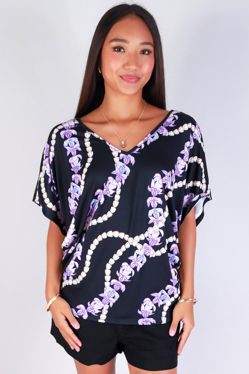 Jeans Warehouse Hawaii - SS PRINT - PIKAKE CROWN FLOWER DOLMAN TOP | By LUZ
