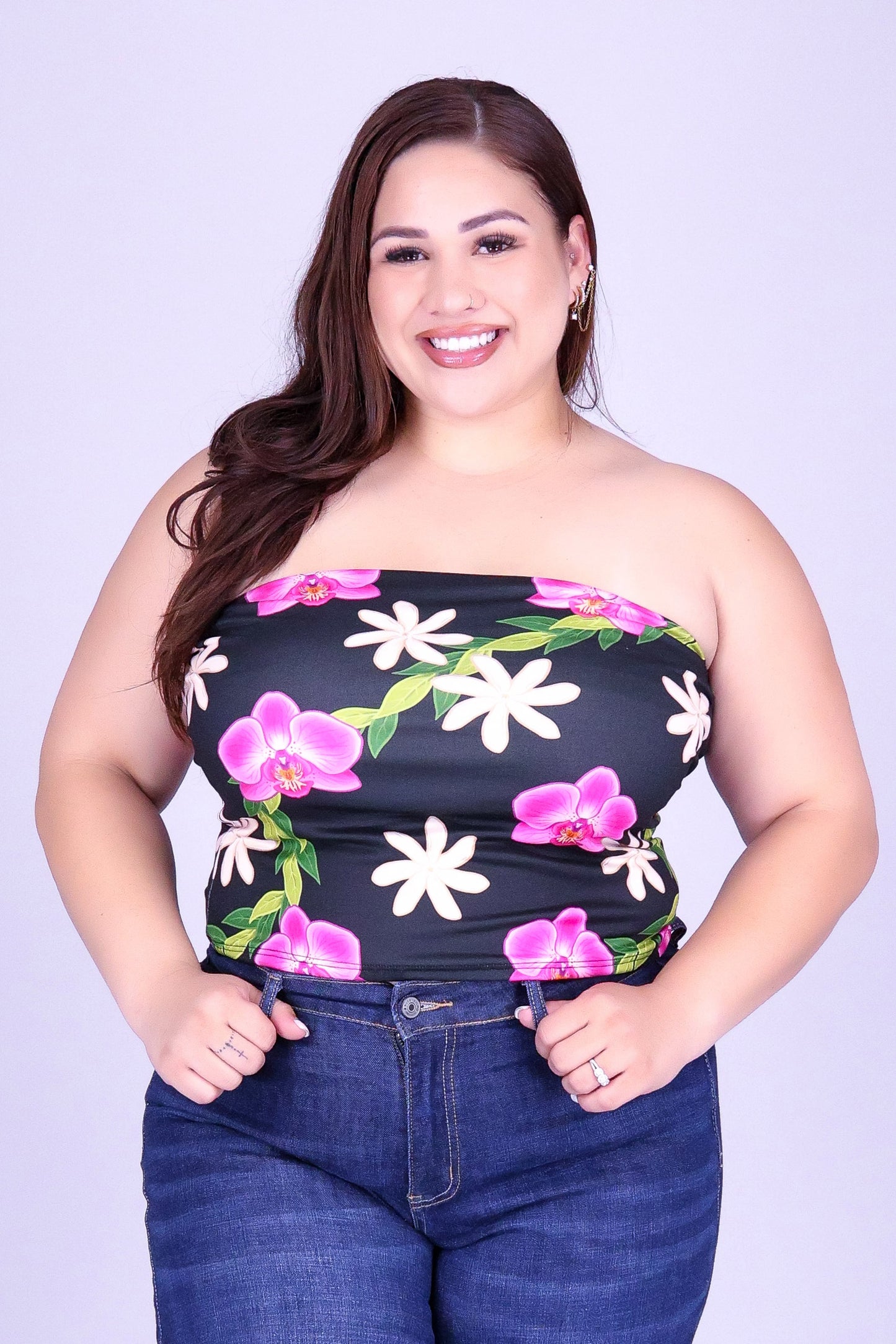 ORCHID TIARE CROP TUBE TOP