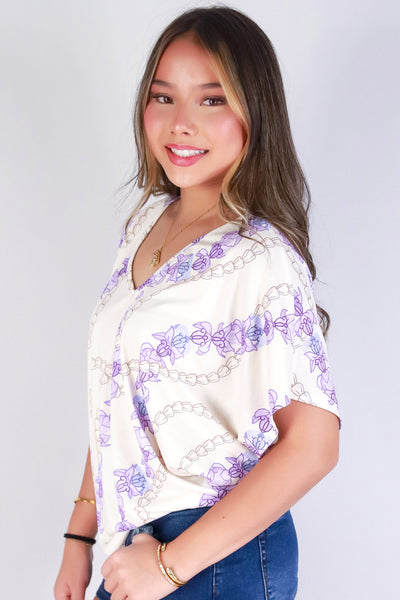 Jeans Warehouse Hawaii - SS PRINT - PIKAKE CROWN FLOWER DOLMAN TOP | By LUZ
