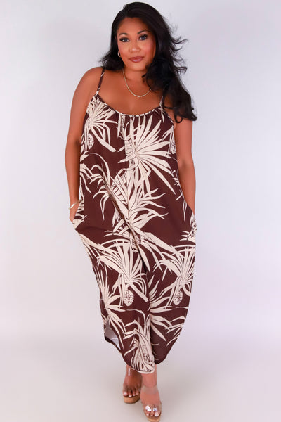 Jeans Warehouse Hawaii - PLUS PRINTED JUMPSUITS - LAUHALA NO WAIST JUMPSUIT | By LUZ