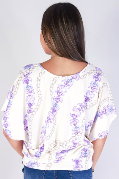 Jeans Warehouse Hawaii - SS PRINT - PIKAKE CROWN FLOWER DOLMAN TOP | By LUZ