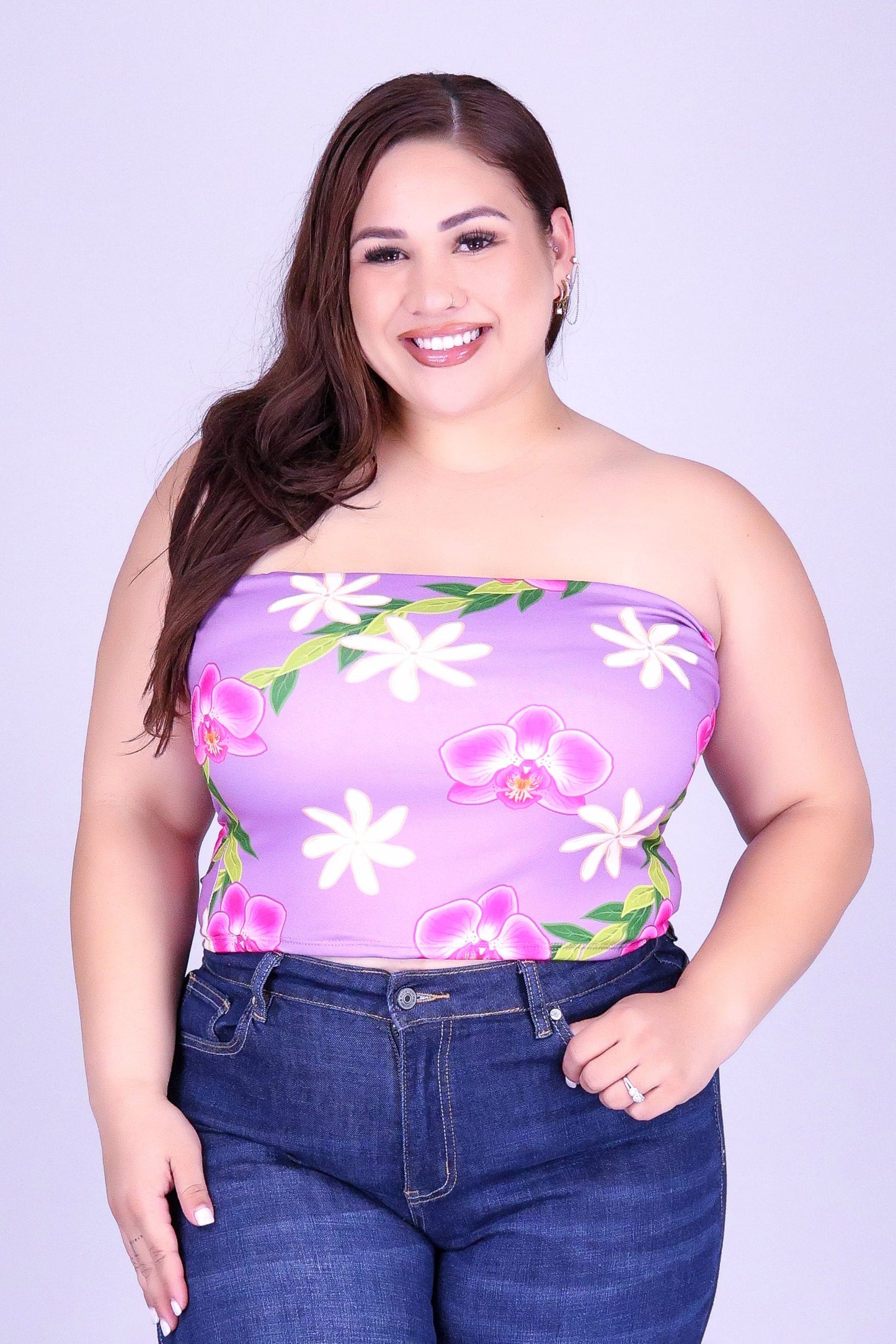 ORCHID TIARE CROP TUBE TOP