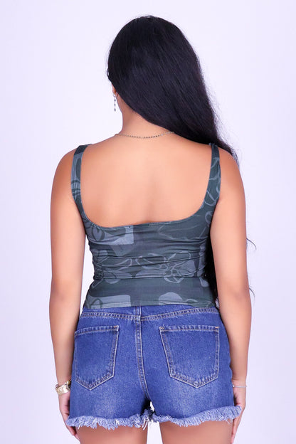 PUA STAMP SQUARE NECK TOP