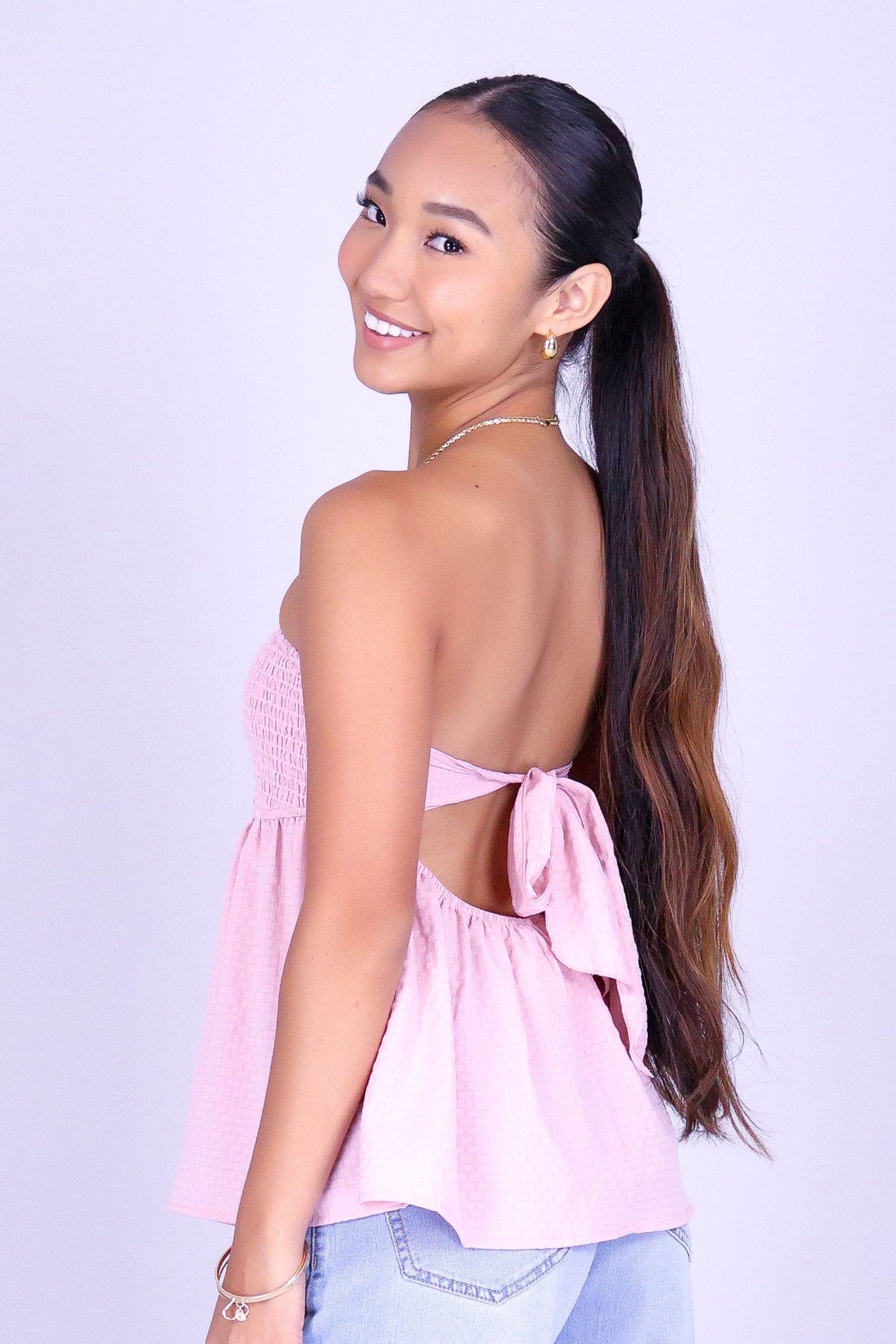 SWEETHEART SMOCKED TUBE TOP