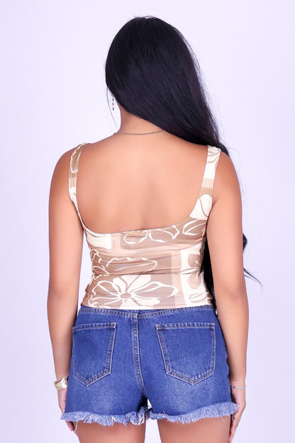 PUA STAMP SQUARE NECK TOP