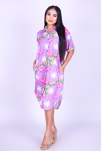ORCHID TIARE BUTTON DOWN DRESS