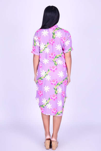 ORCHID TIARE BUTTON DOWN DRESS