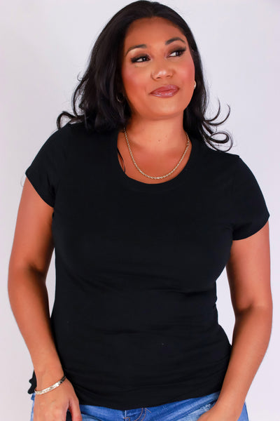 Jeans Warehouse Hawaii - PLUS BASIC SCOOP NECK TEES - I'M SPRUNG TOP | By AMBIANCE APPAREL