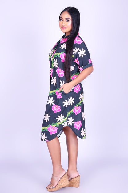 ORCHID TIARE BUTTON DOWN DRESS