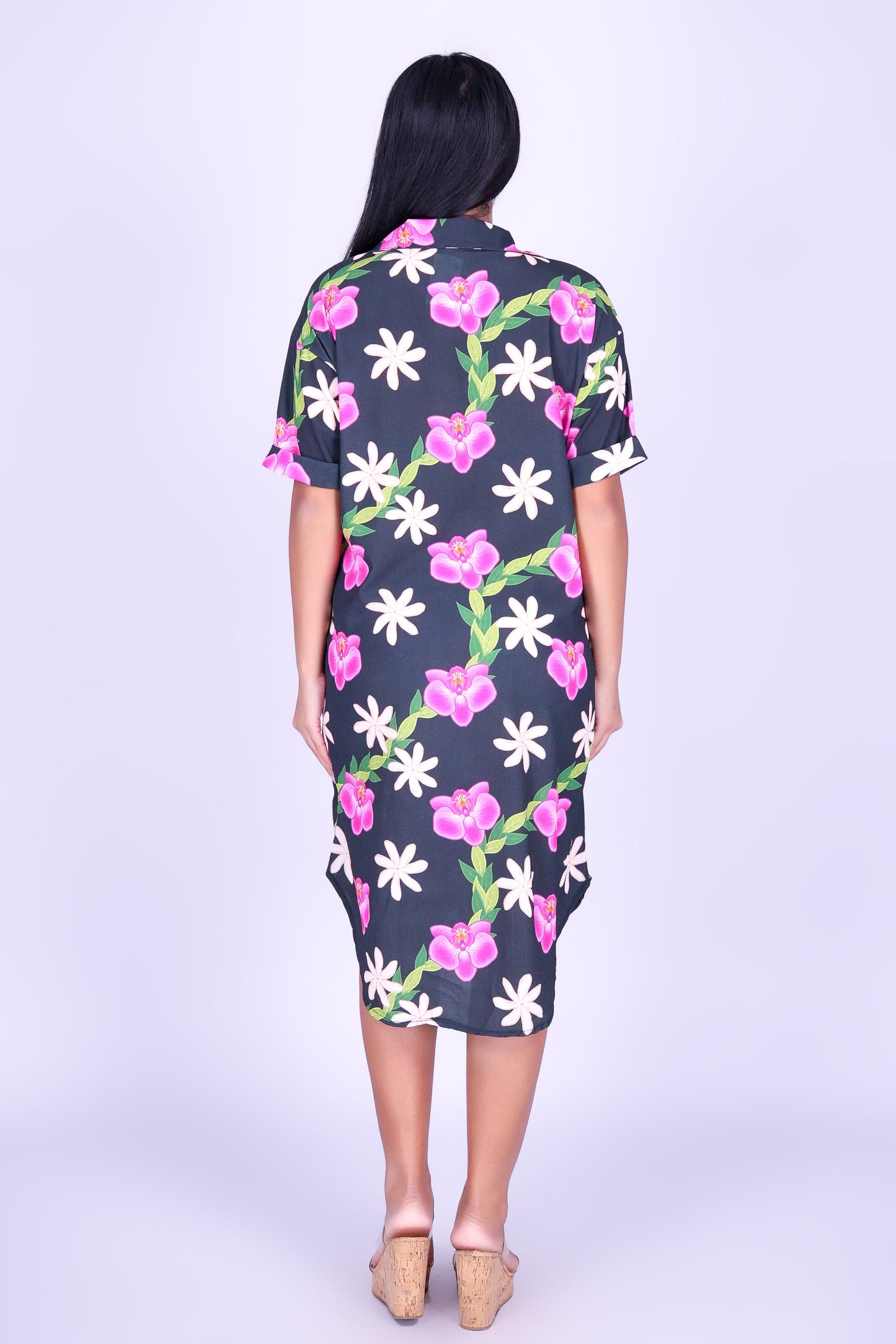 ORCHID TIARE BUTTON DOWN DRESS