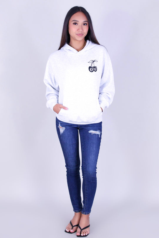 CHERRY EMBROIDERED HOODIE