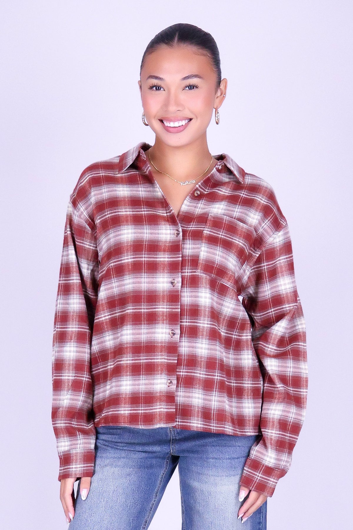 SOMETIME IN OCTOBER PLAID TOP