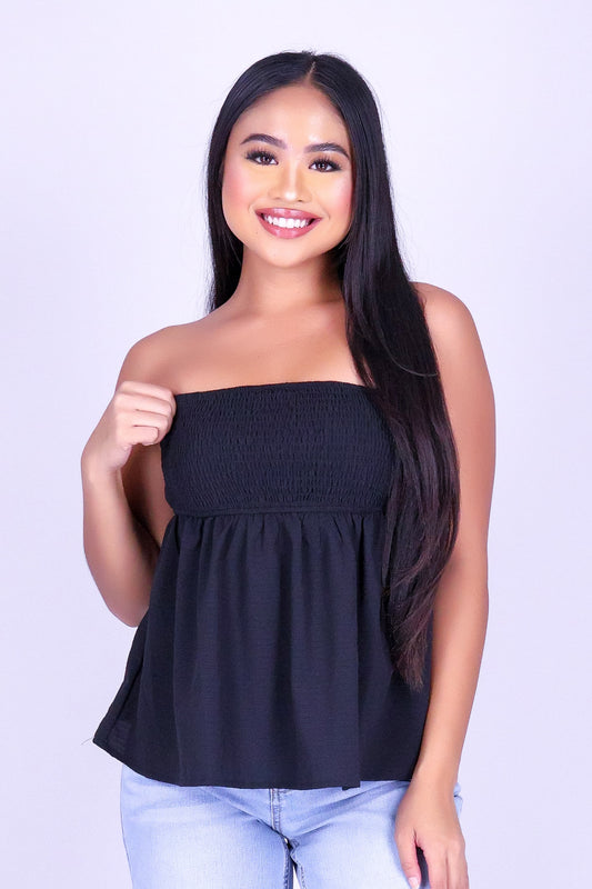SWEETHEART SMOCKED TUBE TOP