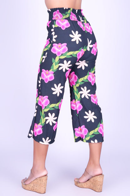 ORCHID TIARE SMOCKED WAIST CAPRI'S