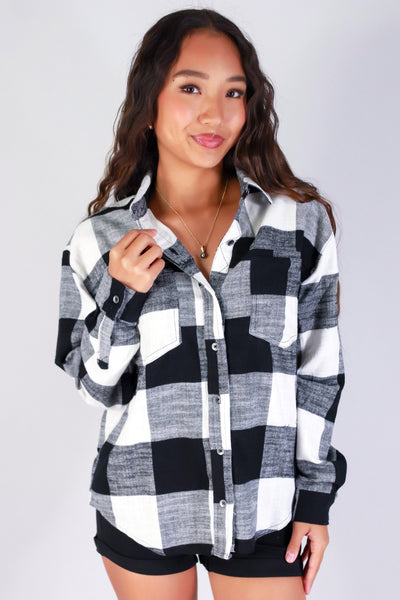 Jeans Warehouse Hawaii - L/S PRINT WOVEN CASUAL TOPS - FALL FOR PLAID TOP | By STYLE MELODY