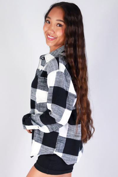 Jeans Warehouse Hawaii - L/S PRINT WOVEN CASUAL TOPS - FALL FOR PLAID TOP | By STYLE MELODY