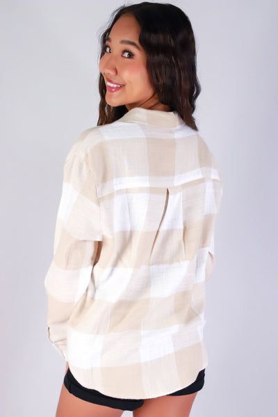 Jeans Warehouse Hawaii - L/S PRINT WOVEN CASUAL TOPS - FALL FOR PLAID TOP | By STYLE MELODY
