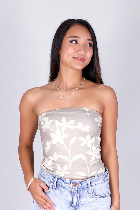 JASMINE GARDENIA CROP TUBE TOP