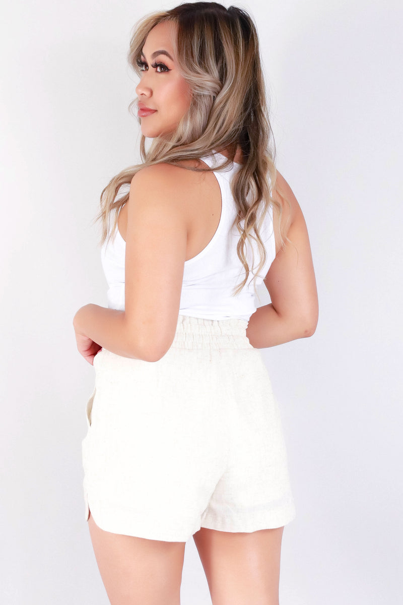 Jeans Warehouse Hawaii - SOLID WOVEN SHORTS - 2 POCKET LINEN SHORTS | By VERY J