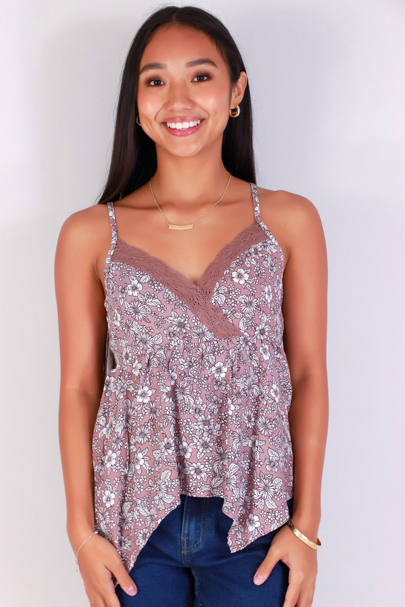 Jeans Warehouse Hawaii - TANK PRINT WOVEN CASUAL TOPS - FLOWER CRUSH TOP | By IKEDDI IMPORTS