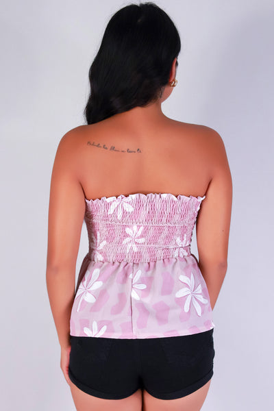 Jeans Warehouse Hawaii - TANK PRINT WOVEN DRESSY TOPS - TIARE SHELL SMOCKED TUBE TOP | By LUZ