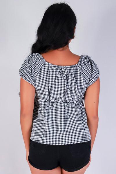 Jeans Warehouse Hawaii - S/S PRINT WOVEN CASUAL TOPS - GINGHAM CRUSH BABYDOLL TOP | By HYFVE