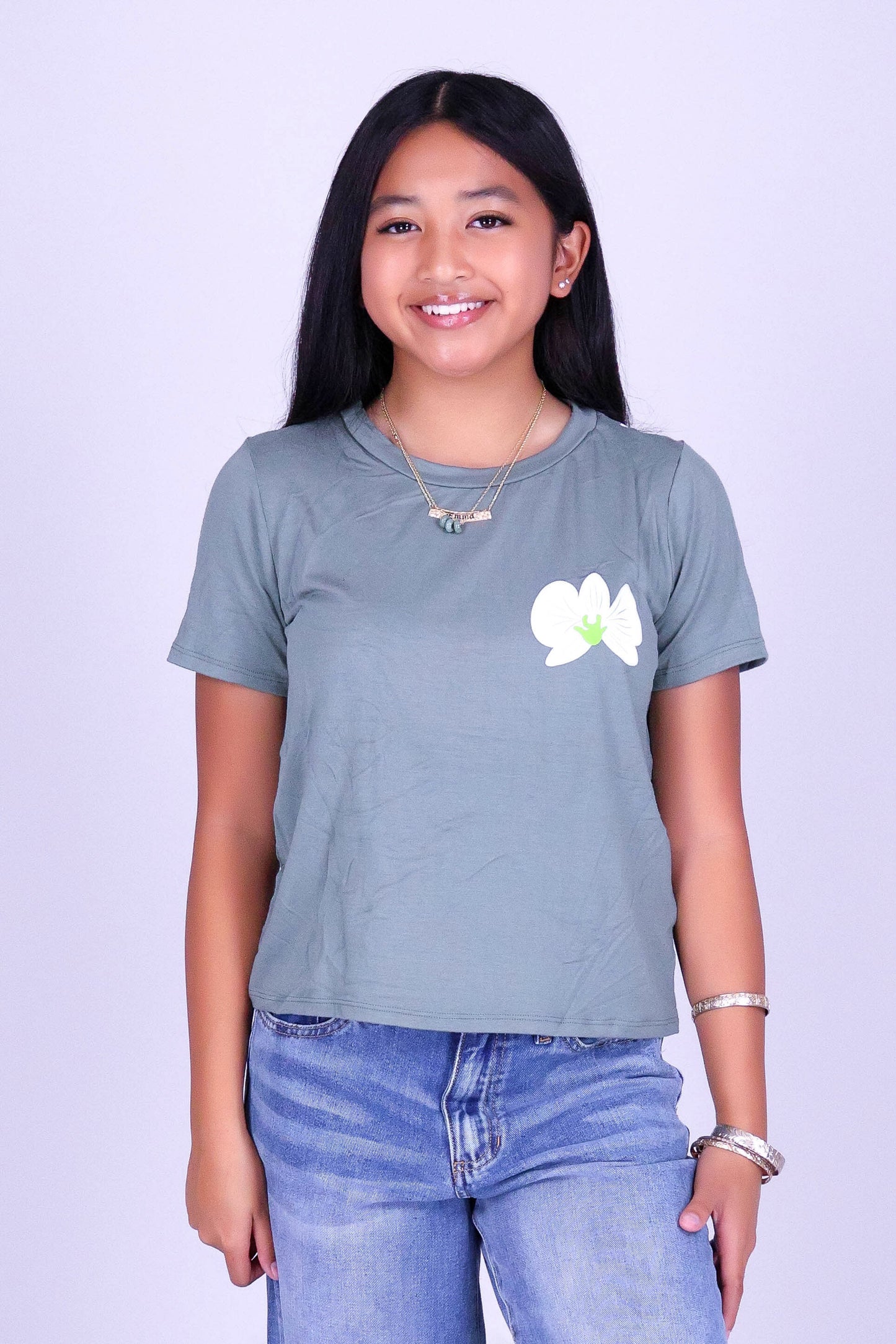 ORCHID CROWN LEI TEE | KIDS SIZE 2-16