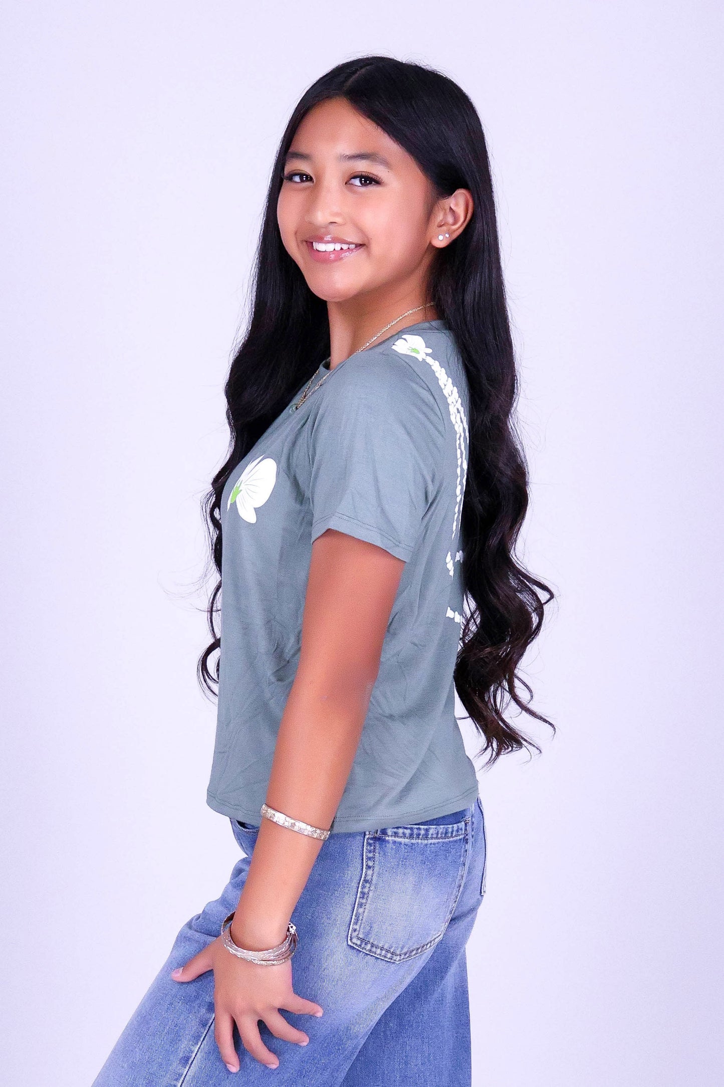 ORCHID CROWN LEI TEE | KIDS SIZE 2-16