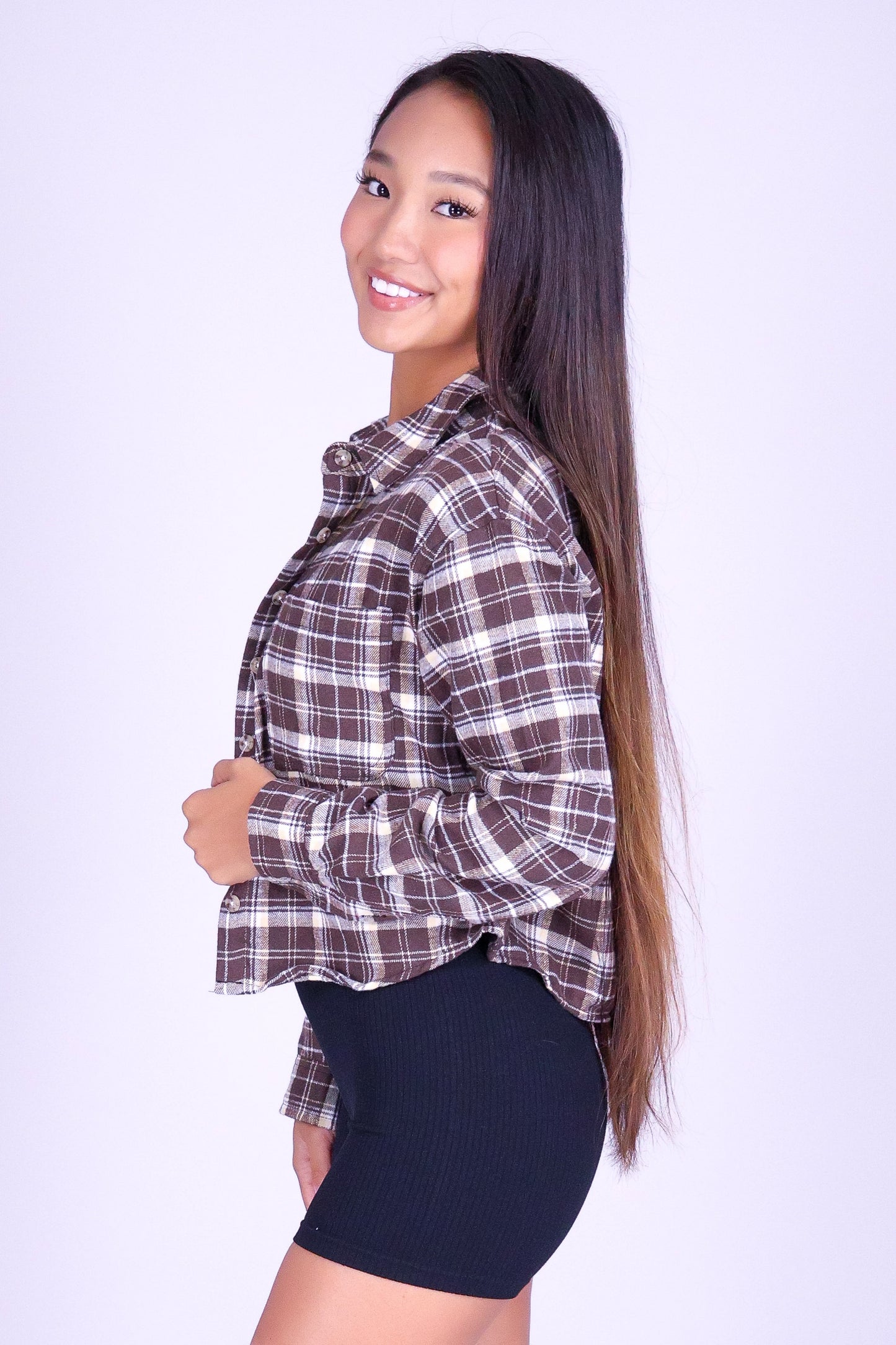 COME AS YOU ARE PLAID TOP