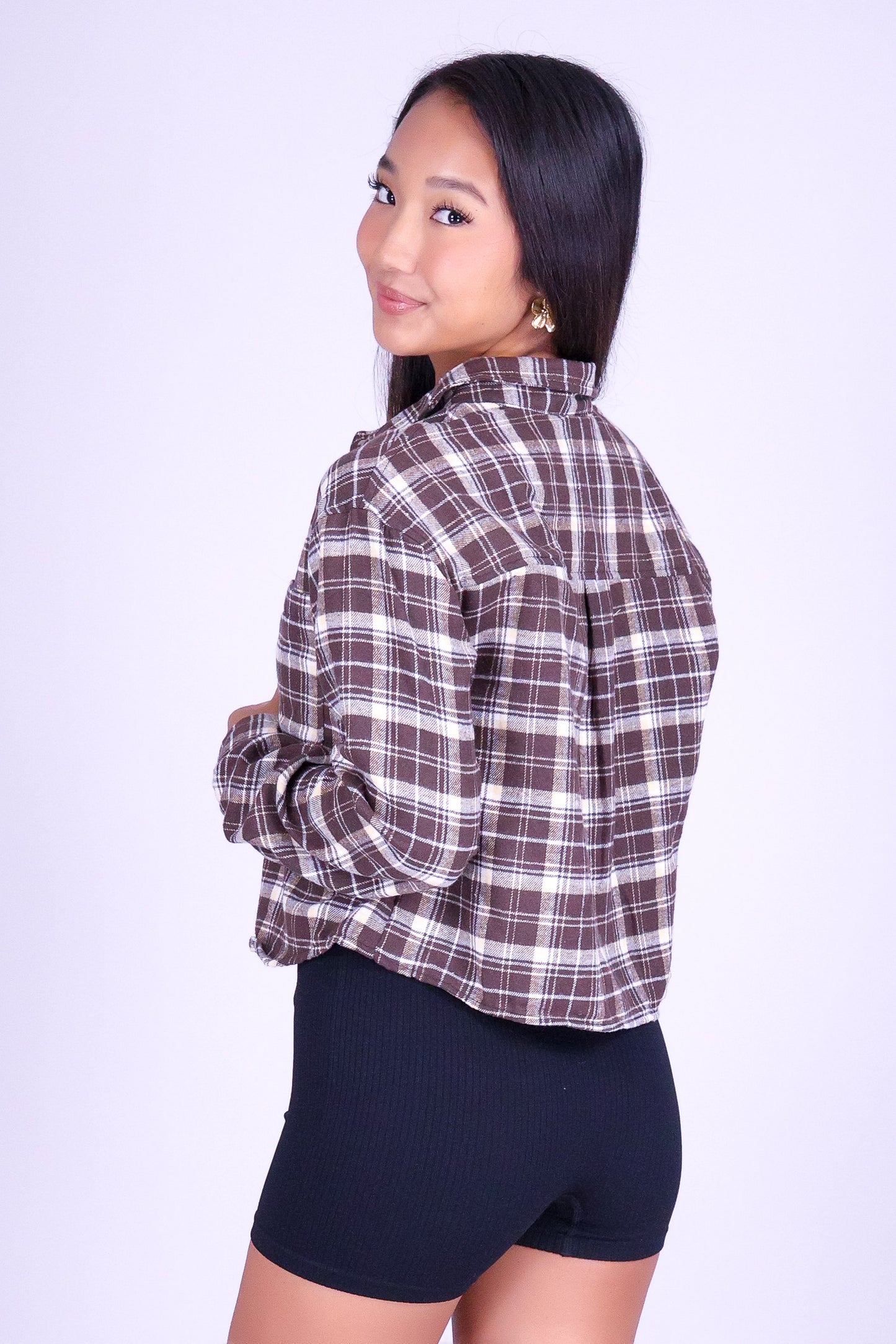 COME AS YOU ARE PLAID TOP