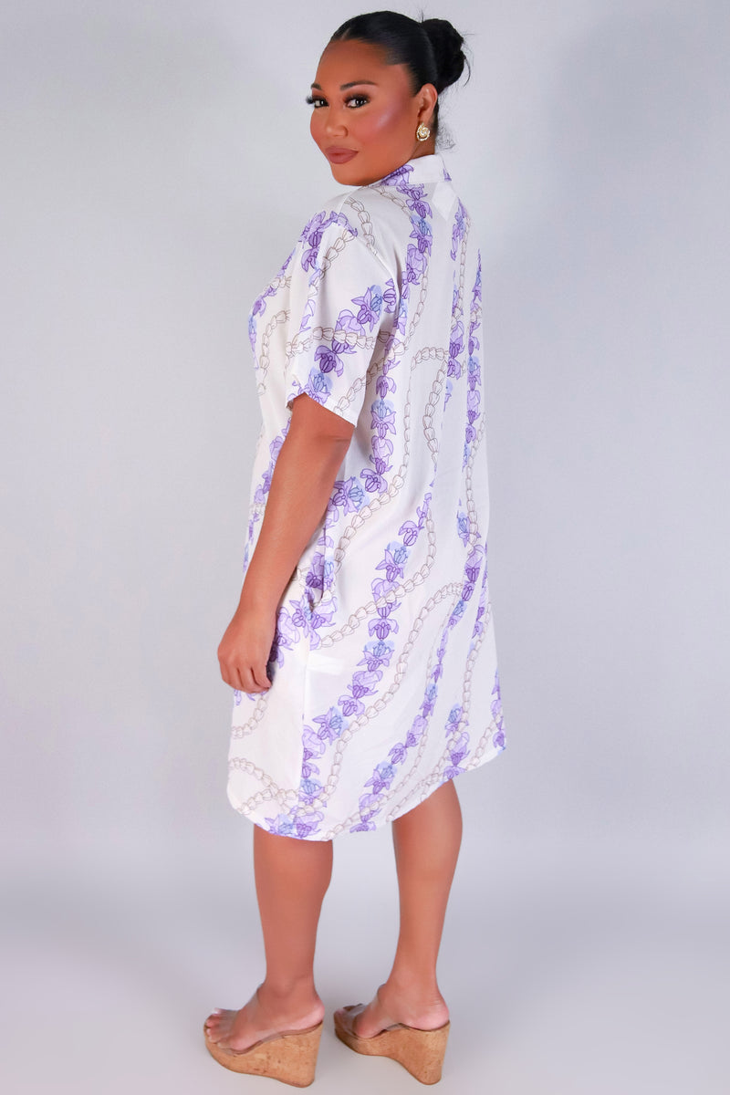 Jeans Warehouse Hawaii - PLUS PLUS WOVEN PRINT DRESSES - PIKAKE CROWN FLOWER BUTTON DOWN DRESS | By LUZ