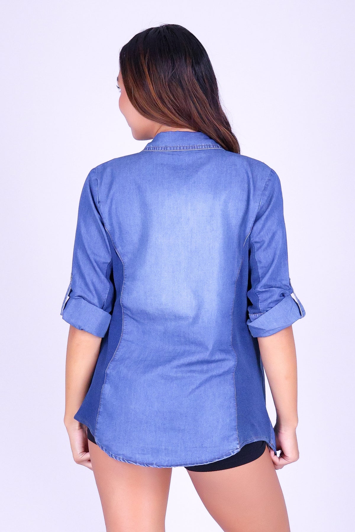 JUST FOR YOU CHAMBRAY TOP