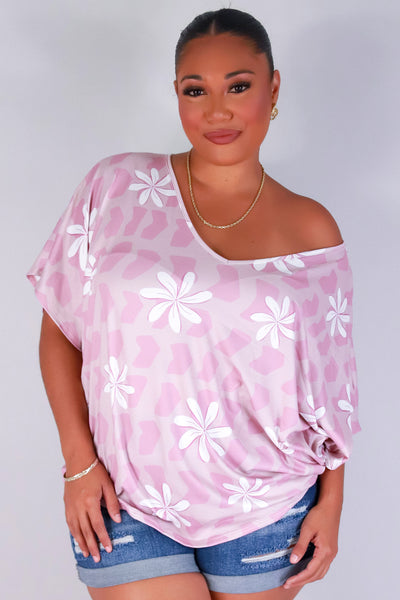 Jeans Warehouse Hawaii - PLUS PRINTED S/S - TIARE SHELL DOLMAN TOP | By LUZ