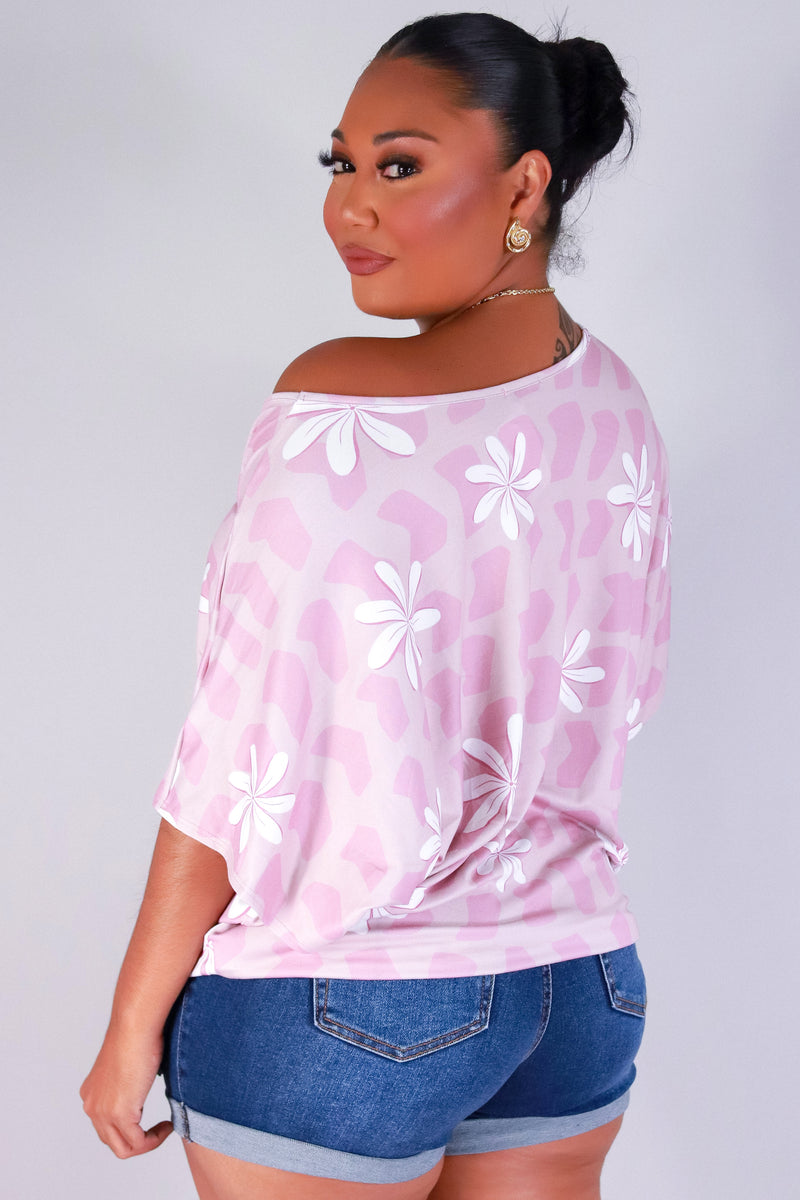 Jeans Warehouse Hawaii - PLUS PRINTED S/S - TIARE SHELL DOLMAN TOP | By LUZ