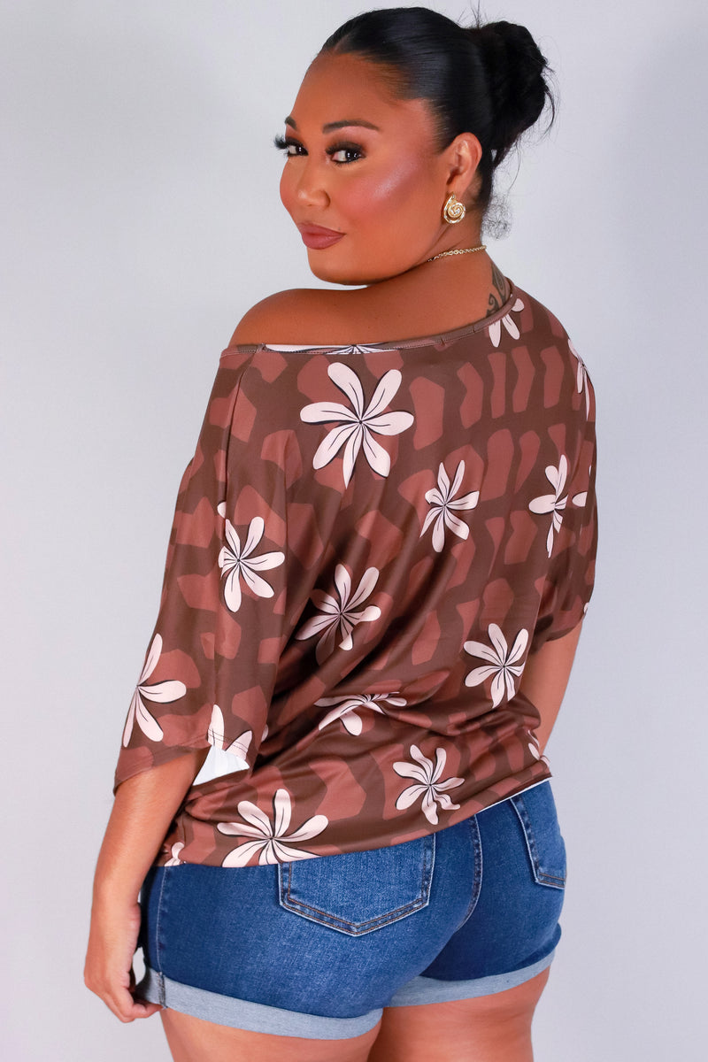 Jeans Warehouse Hawaii - PLUS PRINTED S/S - TIARE SHELL DOLMAN TOP | By LUZ