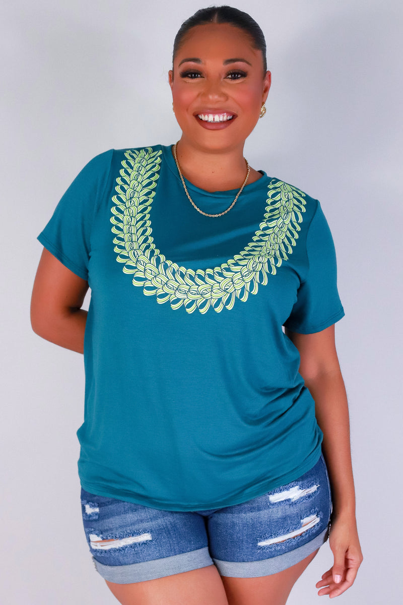 Jeans Warehouse Hawaii - PLUS S/S SCREENS - SONG OF INDIA LEI TEE | By LUZ