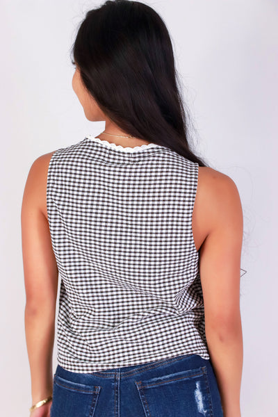 Jeans Warehouse Hawaii - TANK PRINT WOVEN CASUAL TOPS - SUGAR GINGHAM TOP | By POPULAR 21
