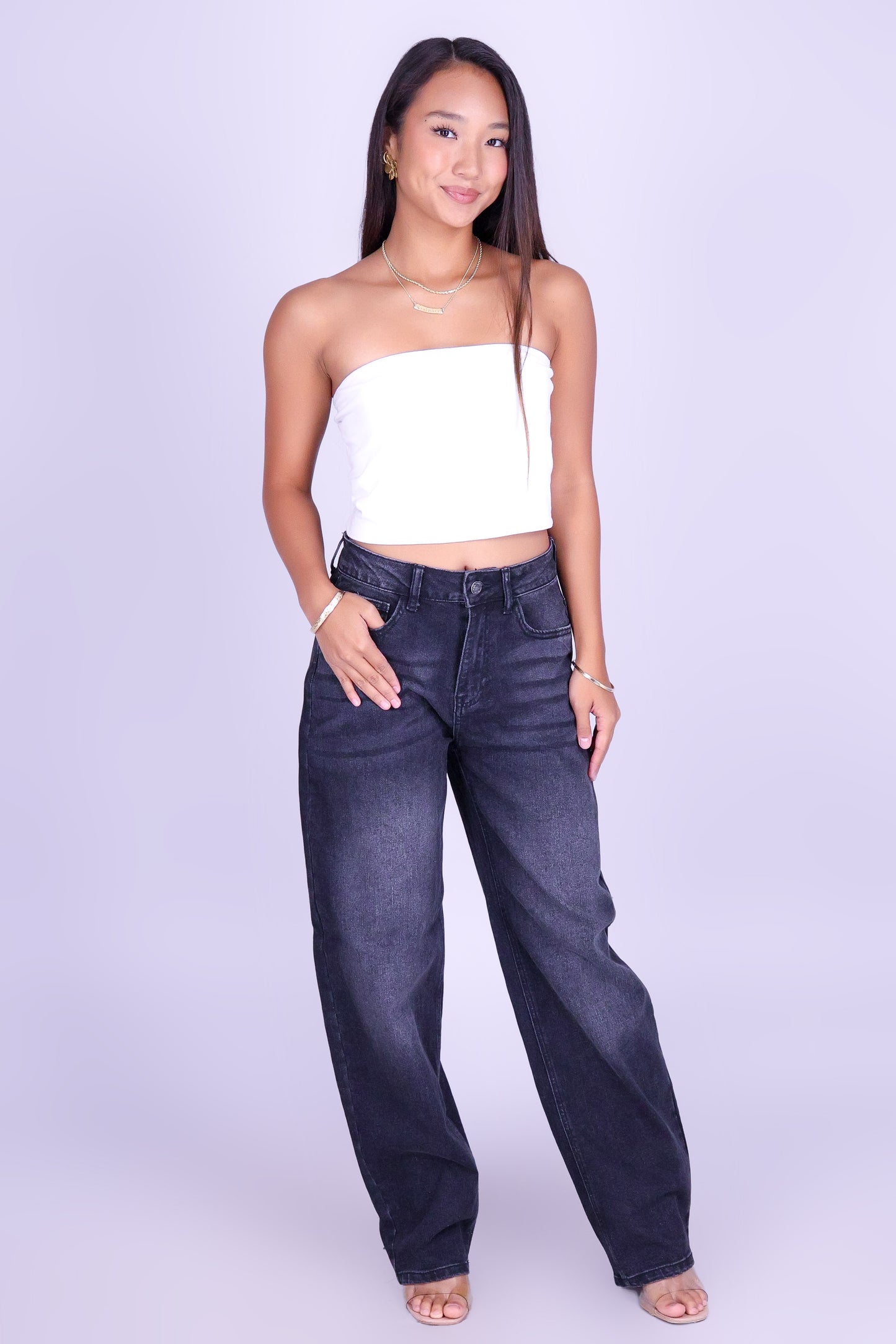 FREE TO BE BAGGY BARREL JEANS