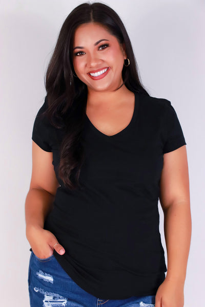 Jeans Warehouse Hawaii - PLUS BASIC V NECK TEES - TO YOURSELF TOP | By ROSIO