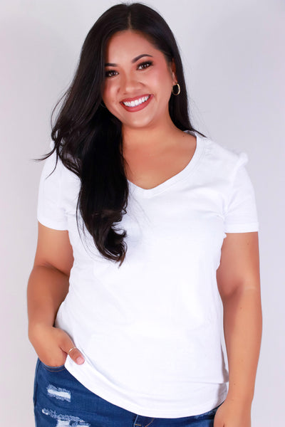 Jeans Warehouse Hawaii - PLUS BASIC V NECK TEES - TO YOURSELF TOP | By ROSIO