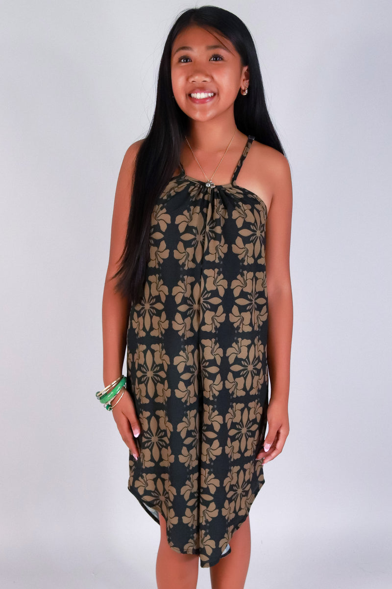 Jeans Warehouse Hawaii - DRESS RMPR 2-16 - HIBISCUS QUILT NO WAIST JUMPSUIT | KIDS SIZE 2-16 | By LUZ