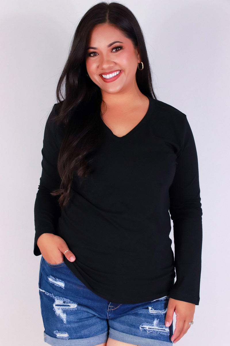 Jeans Warehouse Hawaii - PLUS BASIC LONG SLEEVE TEES - SO CLASSIC LONG SLEEVE TOP | By ROSIO