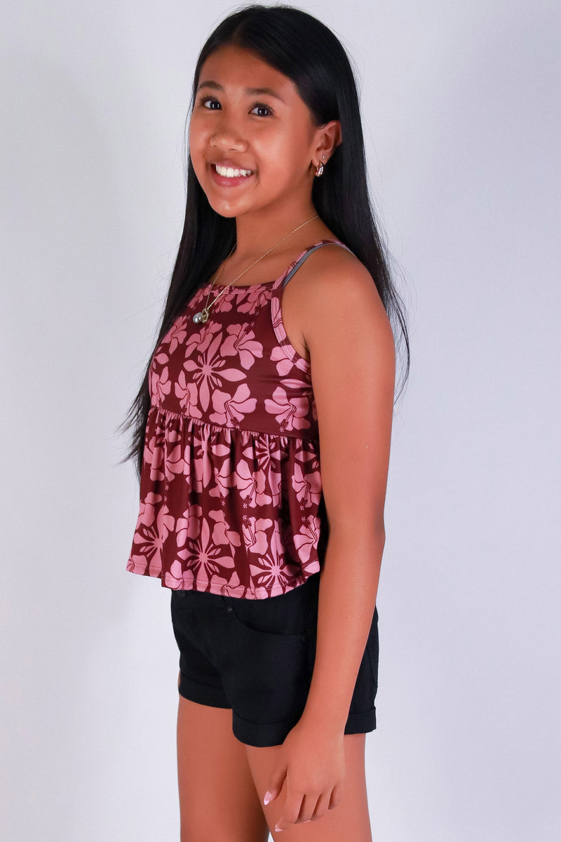 Jeans Warehouse Hawaii - S/L PRINT TOP 2-16 - HIBISCUS QUILT TOP | KIDS SIZE 2-16 | By LUZ