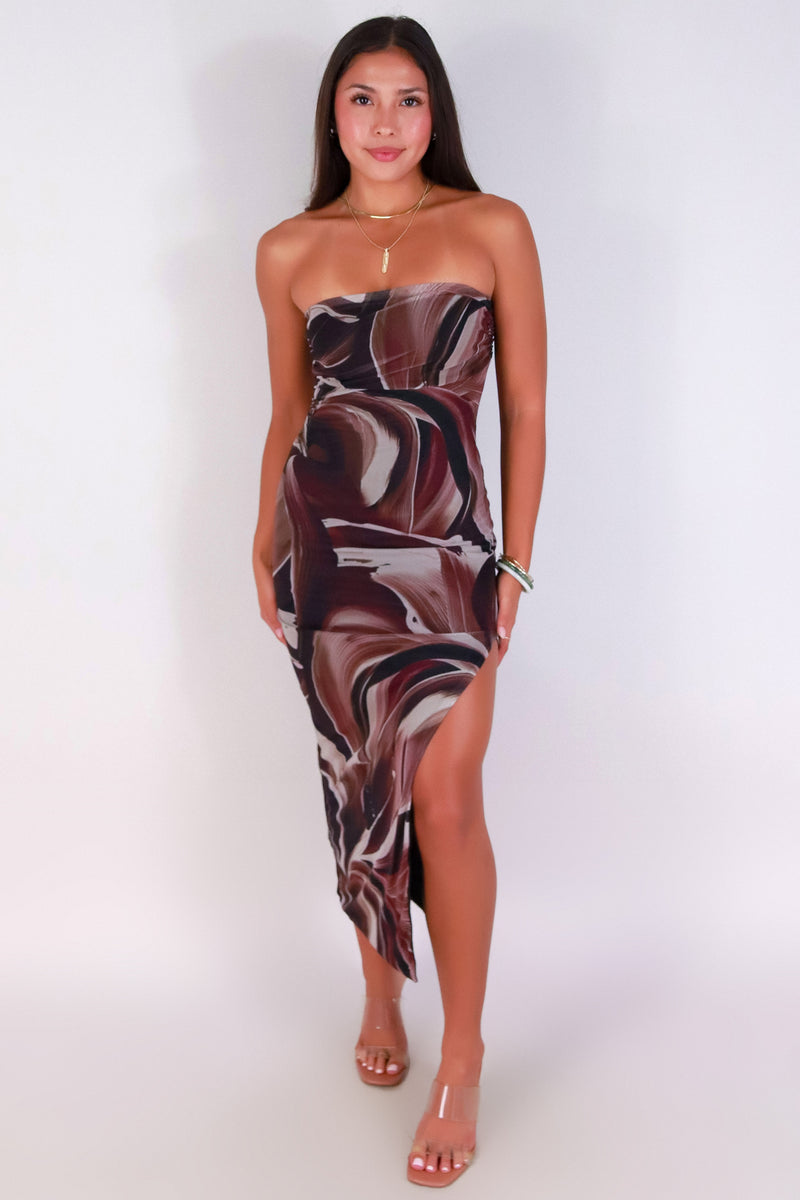 Jeans Warehouse Hawaii - TUBE LONG PRINT DRESSES - AFTER GLOW MESH TUBE DRESS | By MEEK DBA LAC BLEU