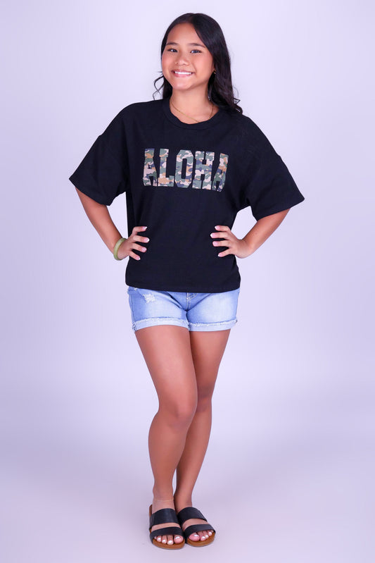 ALOHA CAMO OVERSIZED TEE | KIDS SIZE 2-14